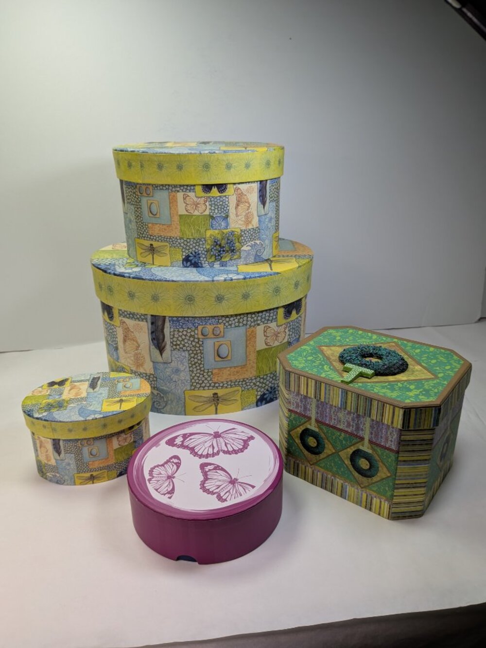 Vintage Spring (5) Gift Boxes Bundle Susan Winget Harry David Hat Box Wreath